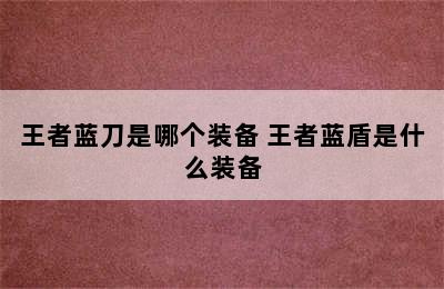 王者蓝刀是哪个装备 王者蓝盾是什么装备